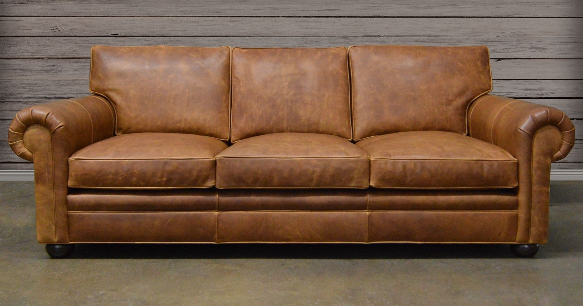 full grain hide aniline leather sofa