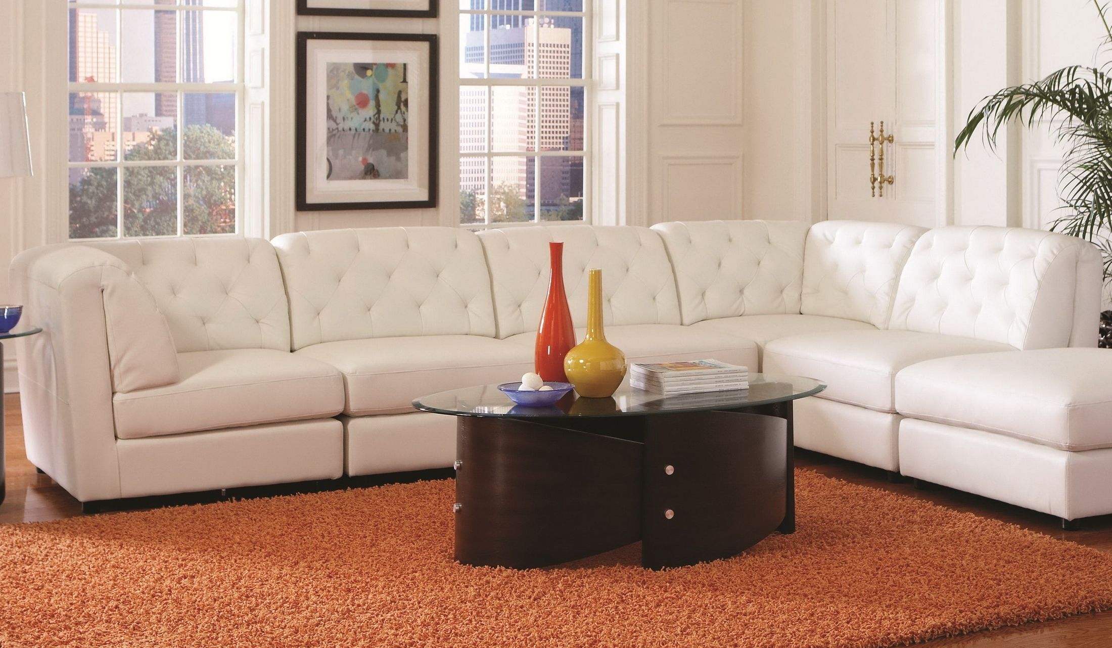 stacey leather 6 piece modular sectional sofa